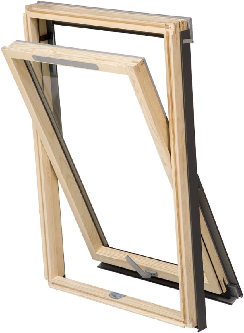 RoofLITE DVX M4A (78cm x 98cm) Centre-Pivot Pine Roof Window and TFX Tile Flashing Package