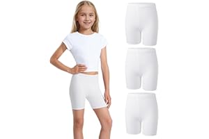Somaibo 3 Pack Girls Bike Shorts Kids Cotton Cartwheel Athletic Gymnastics Shorts for Running Dance