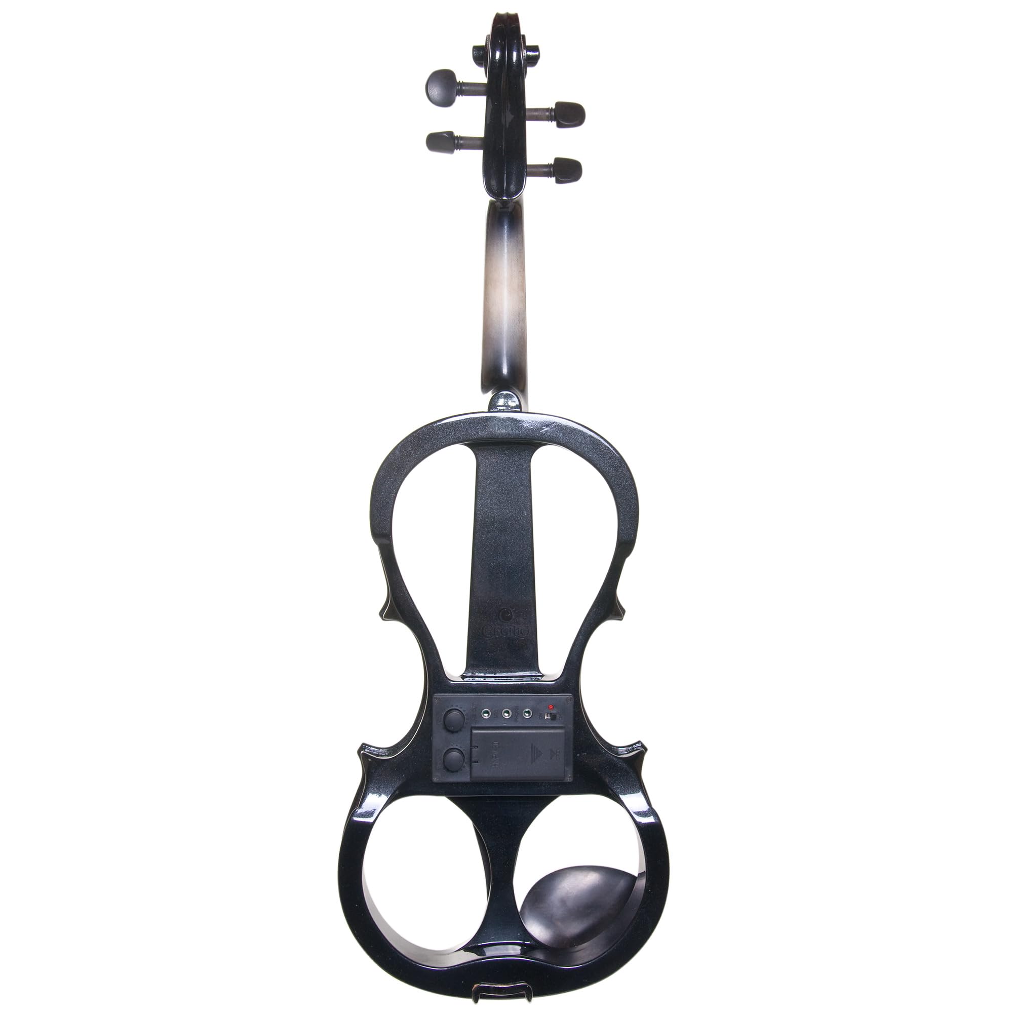 Cecilio Electric Violin 4/4 Full Size Silent Violin Set for Beginner, Solid Maple Wood Silent Violin with Ebony Fittings, Black Metallic