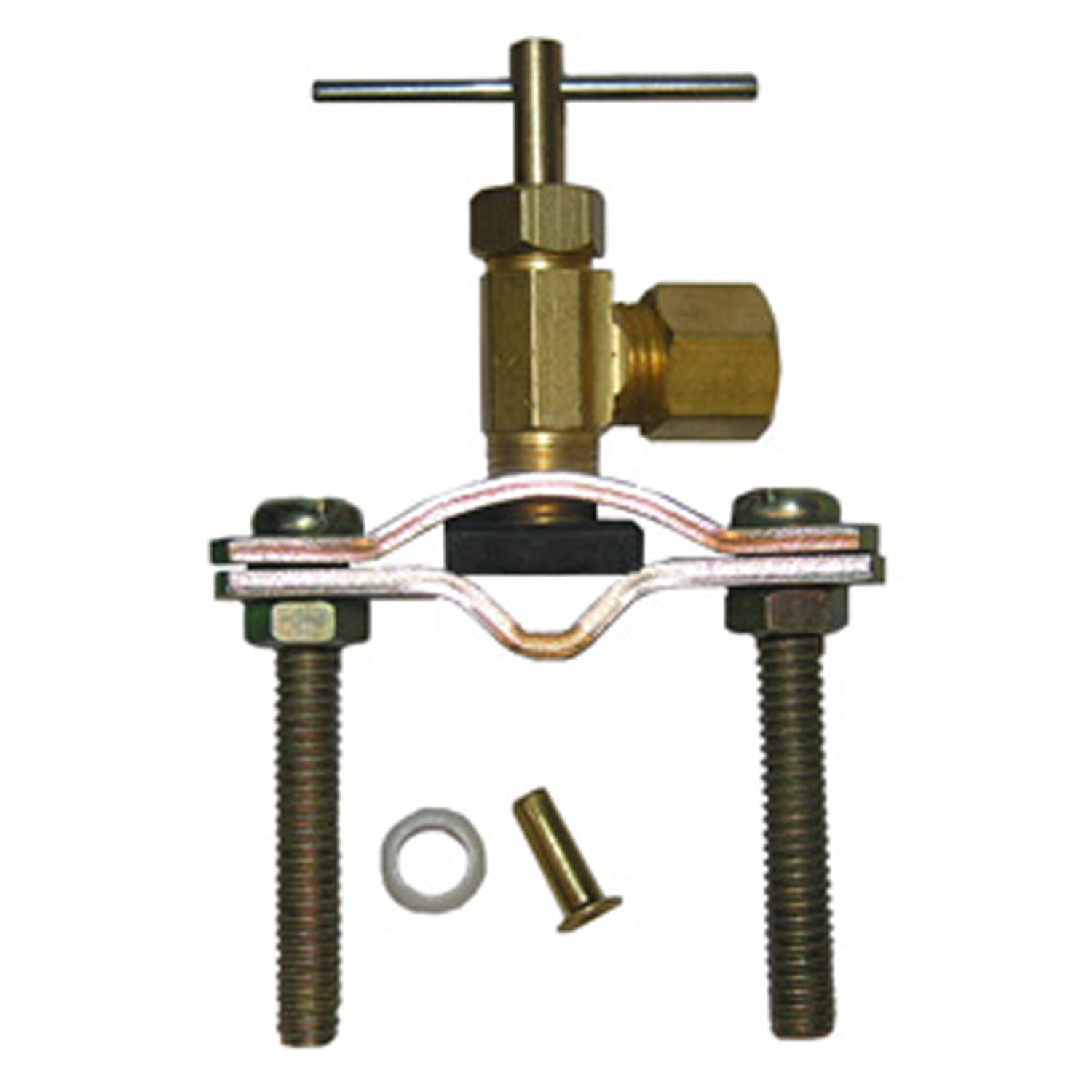LASCO 17-0601 1/4-Inch Compression Outlet Self Tapping Brass Saddle Needle Valve