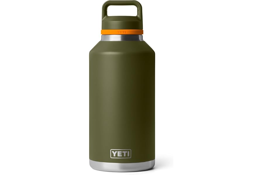 YETI Rambler 64 oz Bottle with Chug Cap, Olive/King Crab Orange | Vacuum Insulated, Leakproof, Stainless Steel Water Bottle