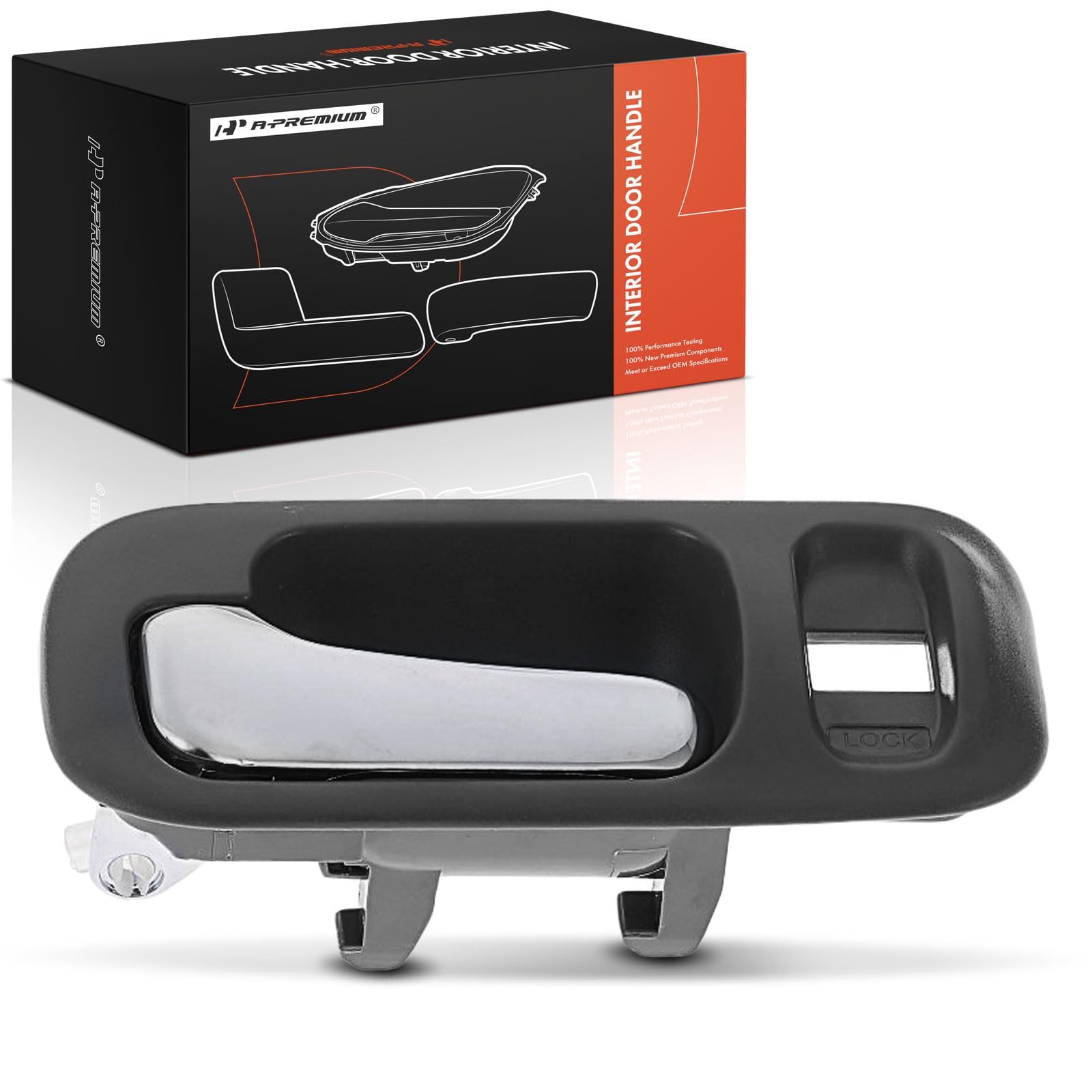 Photo 1 of A-Premium Front Left Driver Side Interior Door Handle with Lock Hole Compatible with Honda CR-V 1997 1998 1999 2000 2001, Gray Housing with Chrome Lever, Replace# 72164S10A11ZA