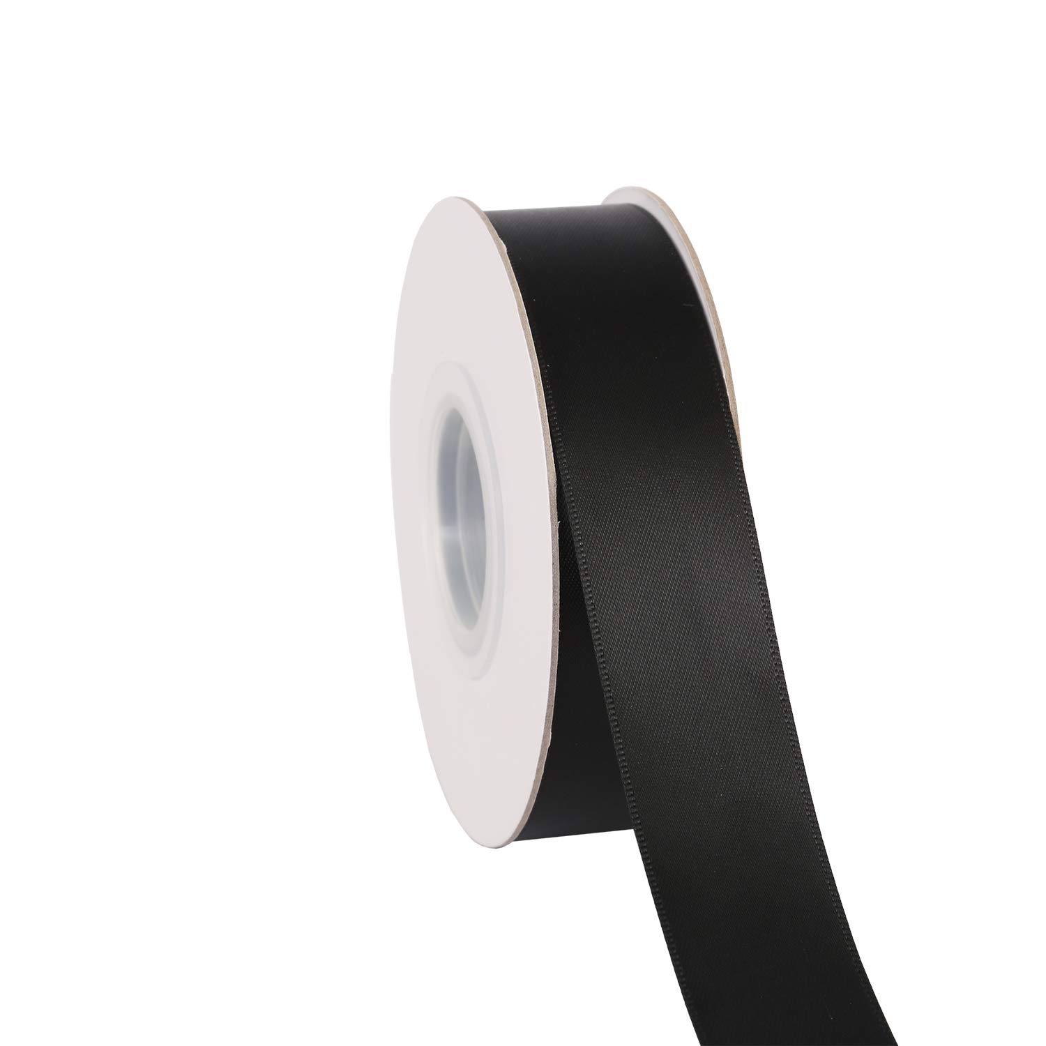 Ribbonitlux 25mm Wide Double Face Satin Ribbon 22 Meters (030-Black, Set for Gift Wrapping, Party Decor, Sewing Applications, Wedding and Craft