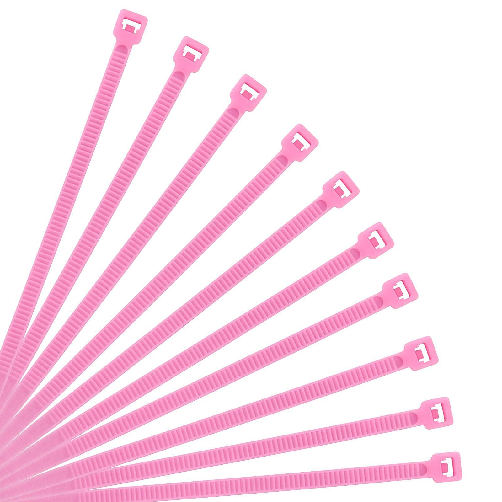 XINGO Pink Cable Ties Pack of 500, 250mm x 3.6mm,Premium Nylon Durable Zip Ties, Self-Locking UV Resistant Nylon Plastic Wire Ties for indoor and outdoor