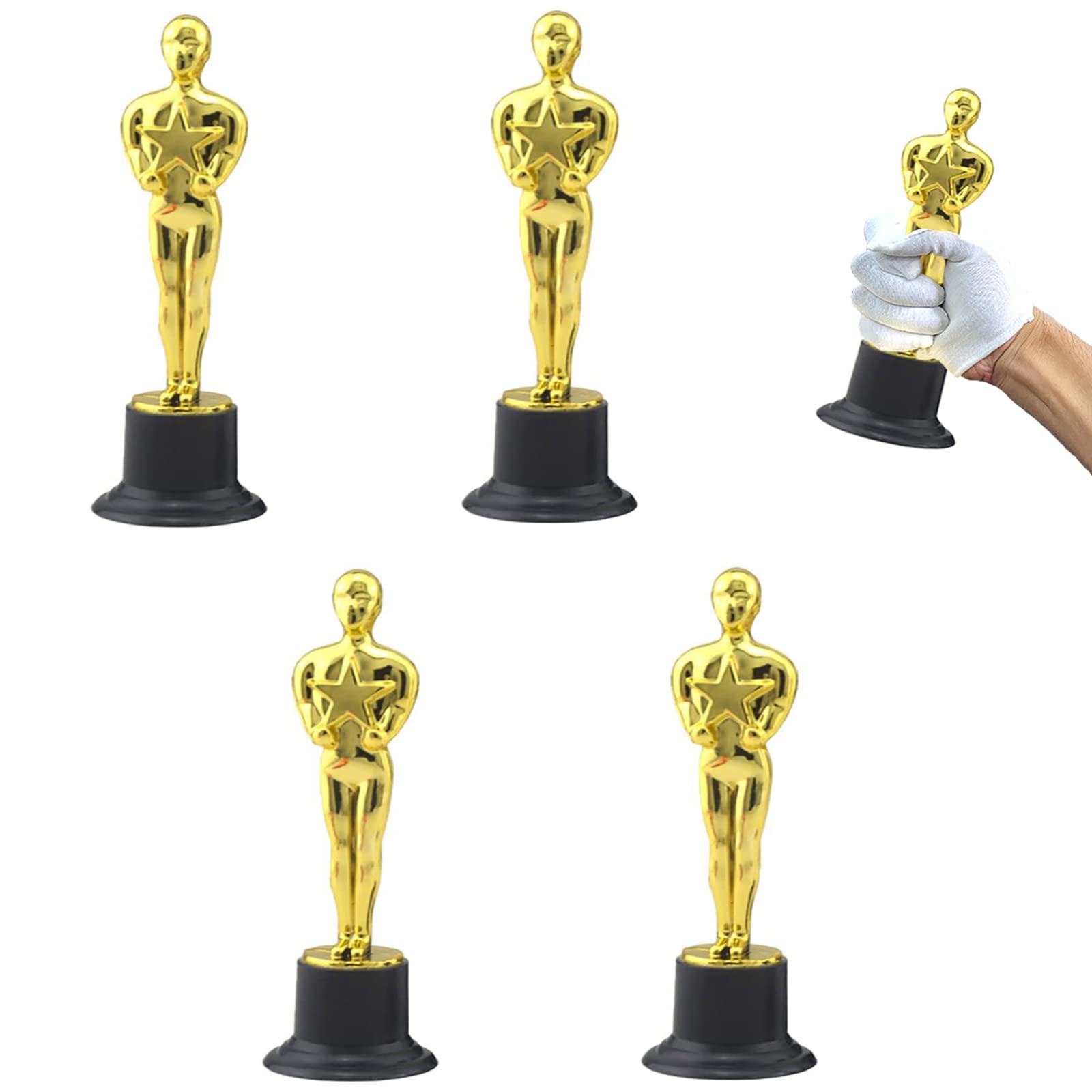 4 Pieces Gold Trophy Mould, Plastic Trophy, for Awards Ceremony, Party Awards, Sports Celebration