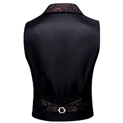 Barry.Wang Mens Black Red Paisley Victorian Suit