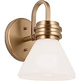 Kichler Farum 9.5 Inch 1 Light Wall Sconce with Opal Glass in Champagne Bronze, for Fireplace, Kitchen, Bedroom, Hallway, or 