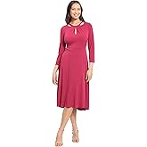 London Times Womens Cut Out Neckline A-line Jersey Dress