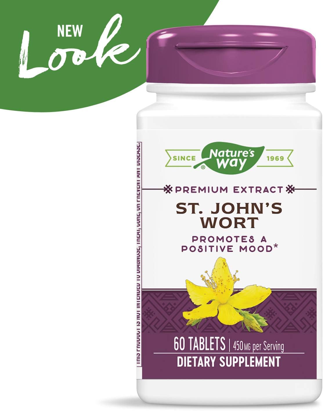Nature's Way St. John's Wort Standardized Extract Mood Support, 450 mg per Serving, 60 Count (Packaging May Vary): Health & Personal Care