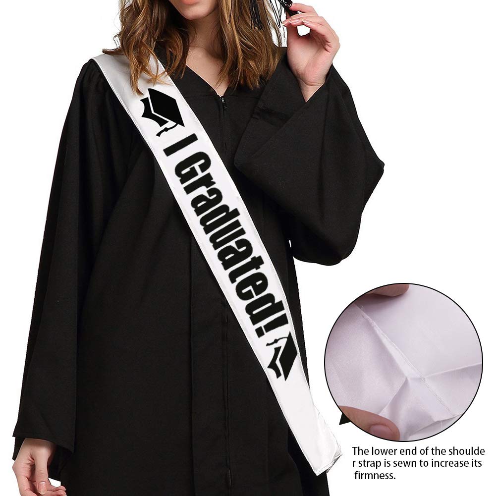 DomeStar Graduation Cap Sash Bowtie Set, Graduation Sash and Graduation Headband and Sequin Grad Bow Ties 3PCS Graduation Accessory Party Costume