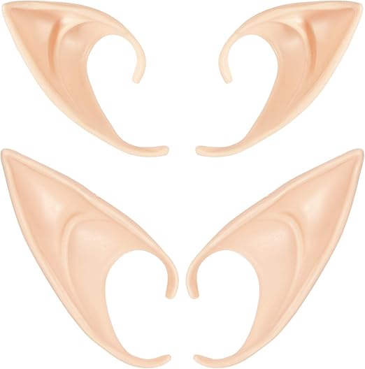 2 Pairs Elf Ears Pixie Dress Up Elven Vampire Props Costume Soft