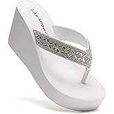 Like-know-like Rhinestone Wedge Sandals for Women Platform Flip Flops Wedge flip flops Wedding shoes Wedge Heels for Women Dressy