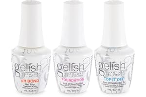 Gelish Mini Terrific Trio Collection 9 mL Soak Off Gel Nail Polish Kit with pH Bond, Foundation Base, and Top It Off