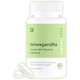 Bettervits Ashwagandha 800mg High Strength, KSM-66&reg; Organic | 60 Capsules | With Passion Flower &amp; Vitamin B for Calm, Energy &amp; Stress Support | Adaptogen Root Extract for Mood &amp; Focus for Women and Men