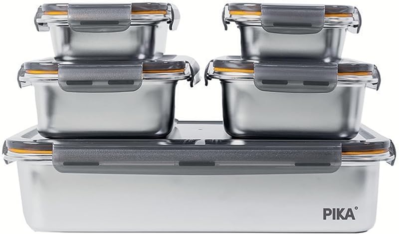 - Set di contenitori alimentari in acciaio inox - ermetico, compatibile con microonde, forno, congelatore - Batch Cooking (Set per Batch Cooking) — foto 1 di 8