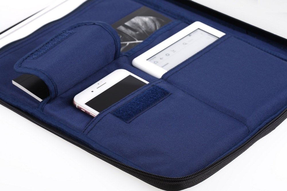 Lazyaunti Commercial Document Portfolio Padfolio Folders Organzier Binder Multi Function Waterproof Travel Pouch Zipper Case for Laptop, Ipad, Kindle, Notebook, Pen (Light Grey)