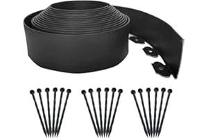 Garden Edging Borders 20FT, Lawn Edging Kit [Extra Tall 4IN ] with 18pcs Spikes, Landscape Edging Flexible Garden Borders,Min