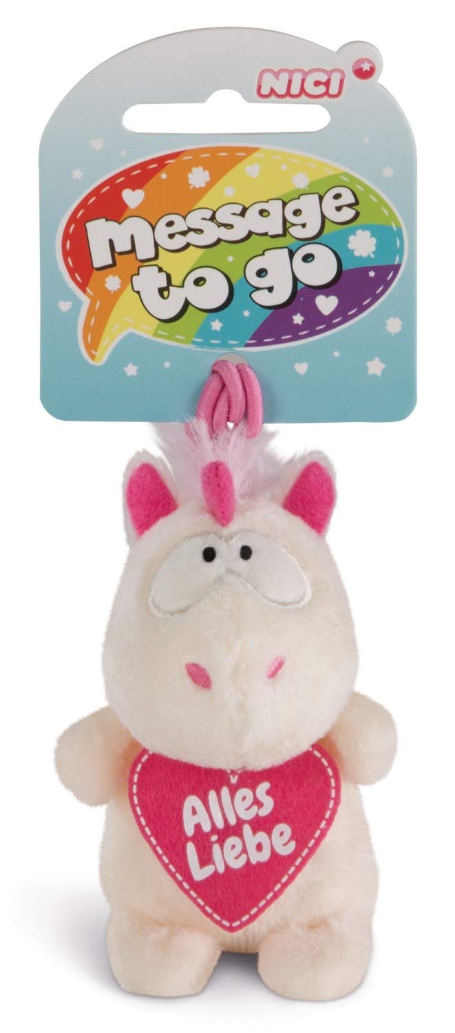 NICI 42720 8 cm Unicorn Pendant Theodor Alles Liebe White/Pink