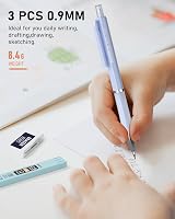 Nicpro Pastel Mechanical Pencil Set 0.9mm Case 3 Pcs Refill Eraser 9pc view 6