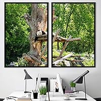 2 Piece Framed Canvas Wall Art Panda Canvas Prints Home Artwork Decoration for Living Room,Bedroom - 16