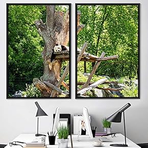 signwin 2 Piece Framed Canvas Wall Art Panda...