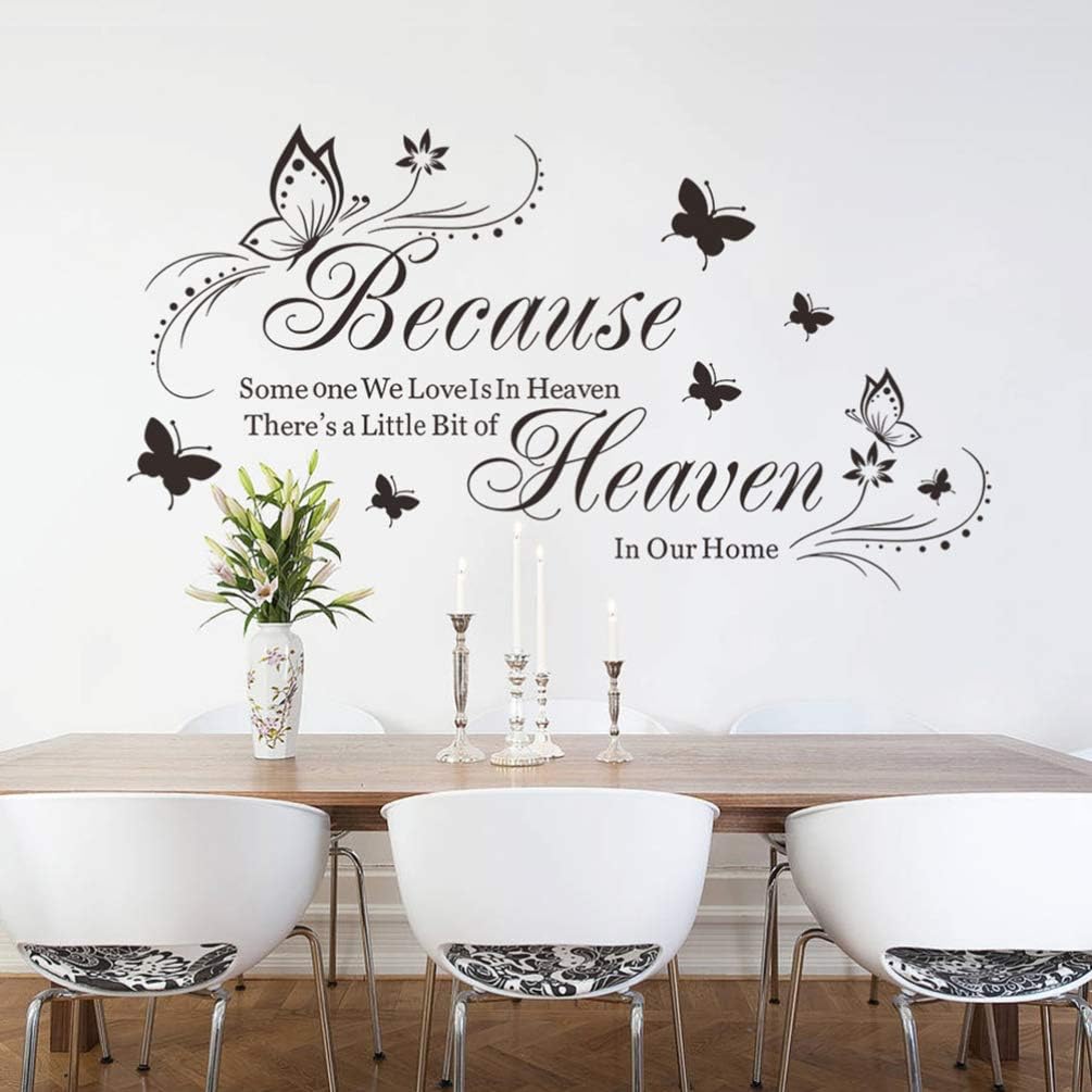 VORCOOL Wall Sticker Sayings Because Someone We Love is in Heaven There's a Little Bit of Heaven In Our Home Butterfly Wall Decals Quotes - Image 3