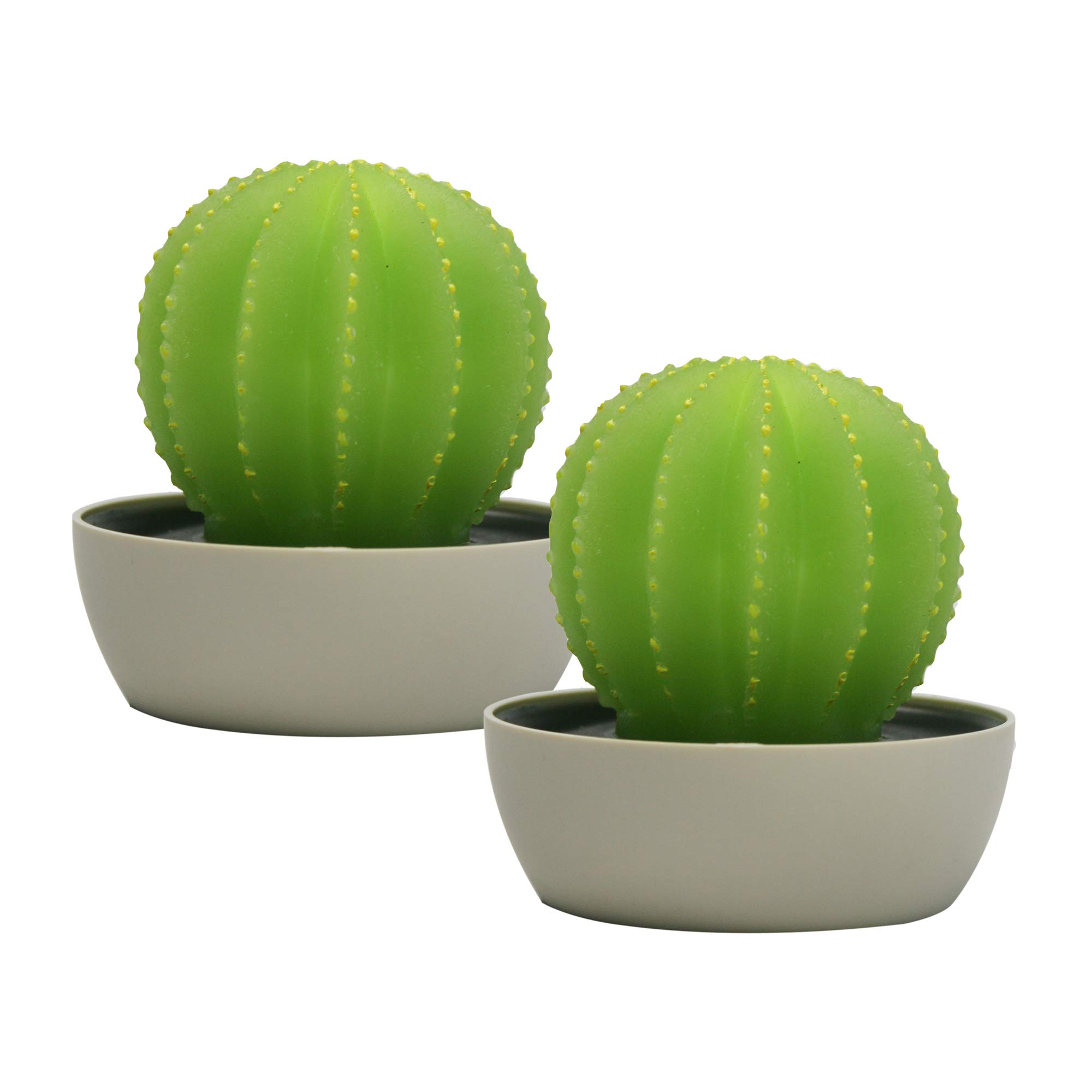Photo 1 of *** SCRATCHES ON CACTUS ** CANDLE CHOICE Battery Operated Flameless LED Candles with Timer Handmade Real Wax Succulent Cactus Flickering Electric Night Lights Fake Cacti Plants Home Decorations Table Centerpieces 2 Pack Green