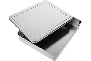 BUTIFULSIC Stainless Steel Covered Baking Dish 33x28x6cm Rectangular Cake Pan with Lid for Cheesecake