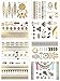 Metallic Temporary Tattoos, KissDate 150+ Henna & Boho Designs in Gold Silver Black, Fake Glitter Jewelry Tattoos- Bracelets, Necklaces, Wrist, Anklets and Armbands（8 Sheets）