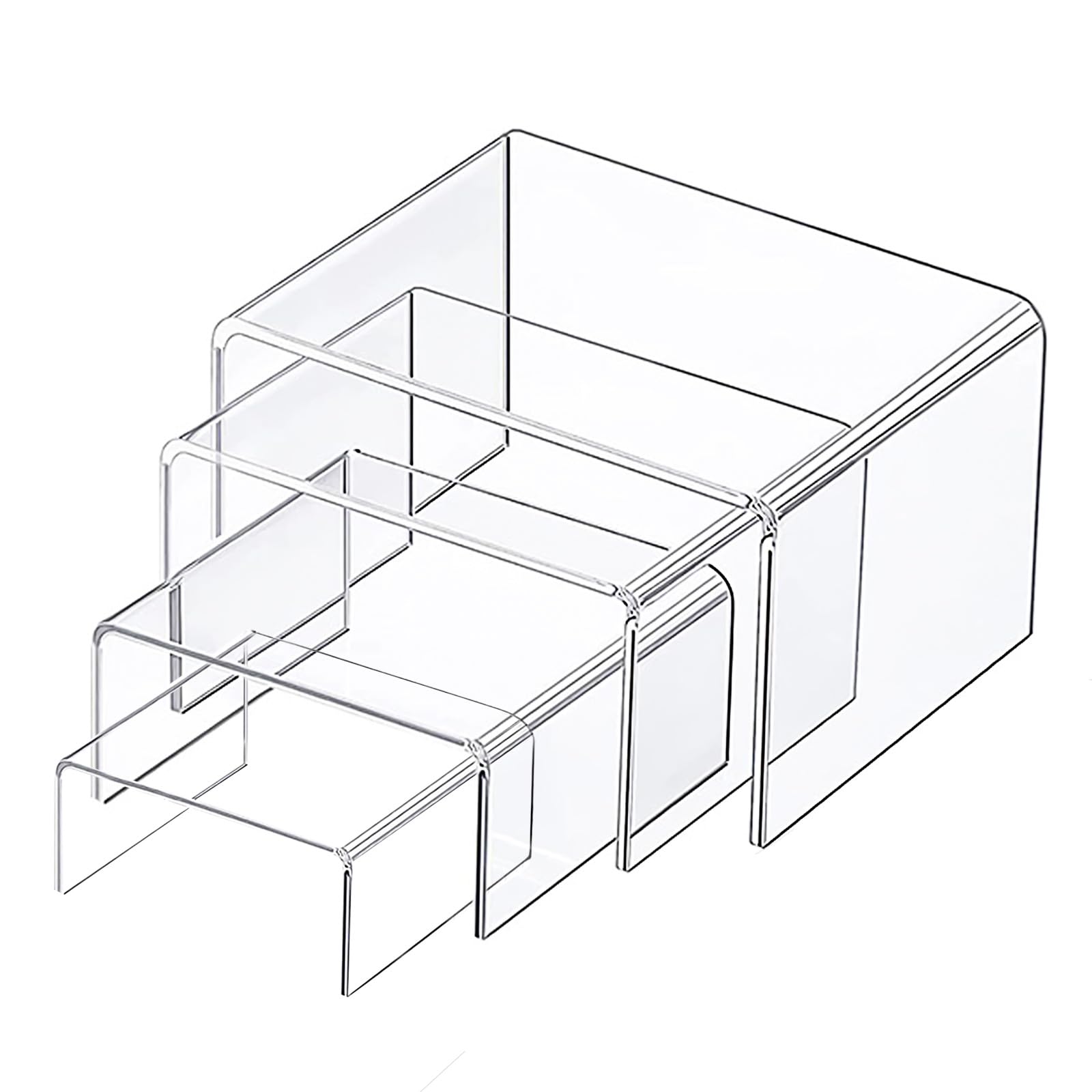 ‎CTDMJ Acrylic Display Risers 4Pcs Clear Acrylic Display Risers 4Sizes Transparent Display Riser Stand for Pop Figures Display, Jewelry Showcase Shelf,Collections Products Display Shel