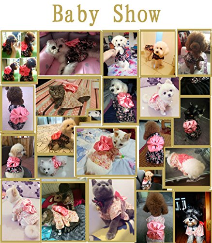 Newtensina 2017 New Pets Dress Dog Clothes Fancy Puppy Kimono Design Dress Gown for Dog - Include a Pink Hair Clips & a Hanger-Black-S