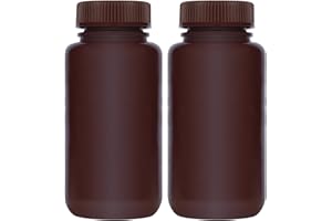 stonylab Amber Wide Mouth Reagent Bottle, 250 ml, PP Screw Cap, 2 Pack, Durable and Chemical Resistant Laboratory Supply