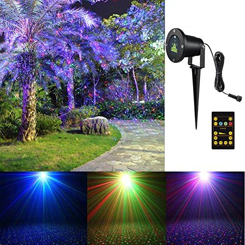 Almatess Garden Laser Lights Wireless Remote Indoor Outdoor Static RGB Waterproof Landscape Star Projector with 19 Feet Long Cable Christmas Laser Lights for Holiday, Party, Wedding and Disco