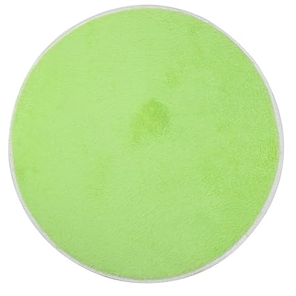 SLB Works Plush Flower Pattern Family Round Anti-Slip Floor Rug Carpet Doormat 80cm Dia Light Green
