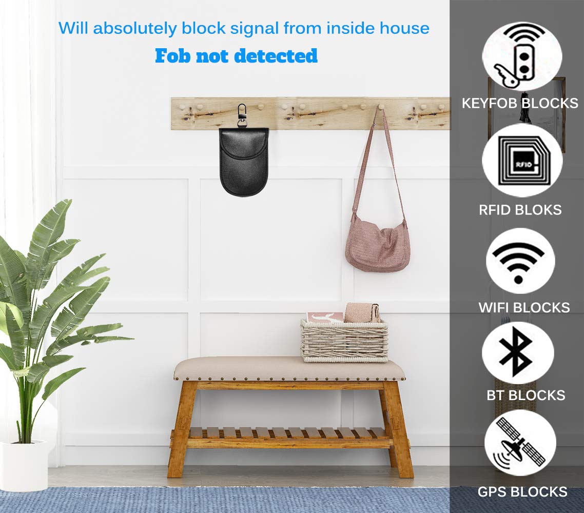 Faraday Bag Faraday Key Fob Protector, Car RFID Signal Blocking Pouch Protector, Faraday Cage Fob Guard for Keyless, Cars Security Anti Theft, Anti-Hacking Case RFID WIFI Blocker Box, 2 PACK