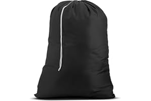 HANDY LAUNDRY Nylon XL Laundry Bag, Large Capacity with Locking Drawstring, Machine Washable, Fits Laundry Baskets or Hampers, Holds 2 Loads of Clothes (Black, 30" x 40")