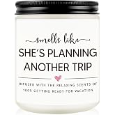 Travel Gifts for Women, Funny Travel Lover Candle, Lavender Scent | Cool Gifts for People Who Travel, Birthday, Vacation, Christmas Gift for Traveler Women Friend, 50Hr Burn, 7oz Soy Wax Candle