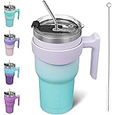 BJPKPK 30 oz Tumbler With Handle Stainless Steel Insulated Tumblers With Lid And Straw For Women,Lavender Green