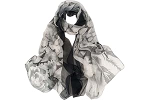 Pokeedioty Scarfs for Women Lightweight Fashion Scarves Elegant Floral Pattern Sheer Scarfs
