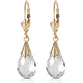 Galaxy Gold GG 14k Yellow Gold Leverback Earrings with White Topaz