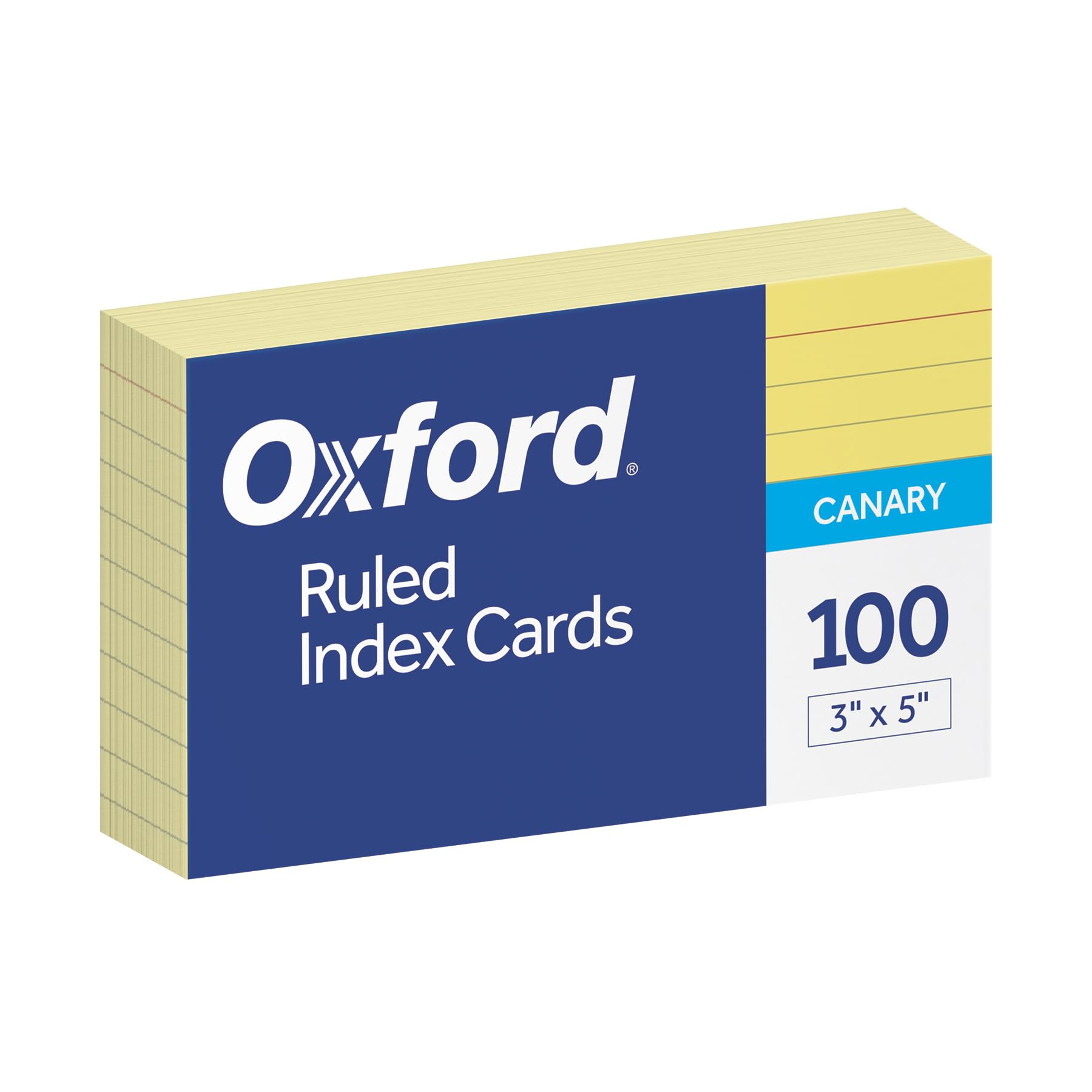 Oxford Ruled Color Index Cards, 3" x 5", Canary, 100 Per Pack (7321 CAN)
