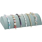 FINGERINSPIRE Half Moon Bracelet Display Stand Pale Turquoise Velvet Bracelet Display Holder Jewelry Bracelet Watch Necklace Storage Rack Jewelry Organizer Displays for Selling Show Home Business Use