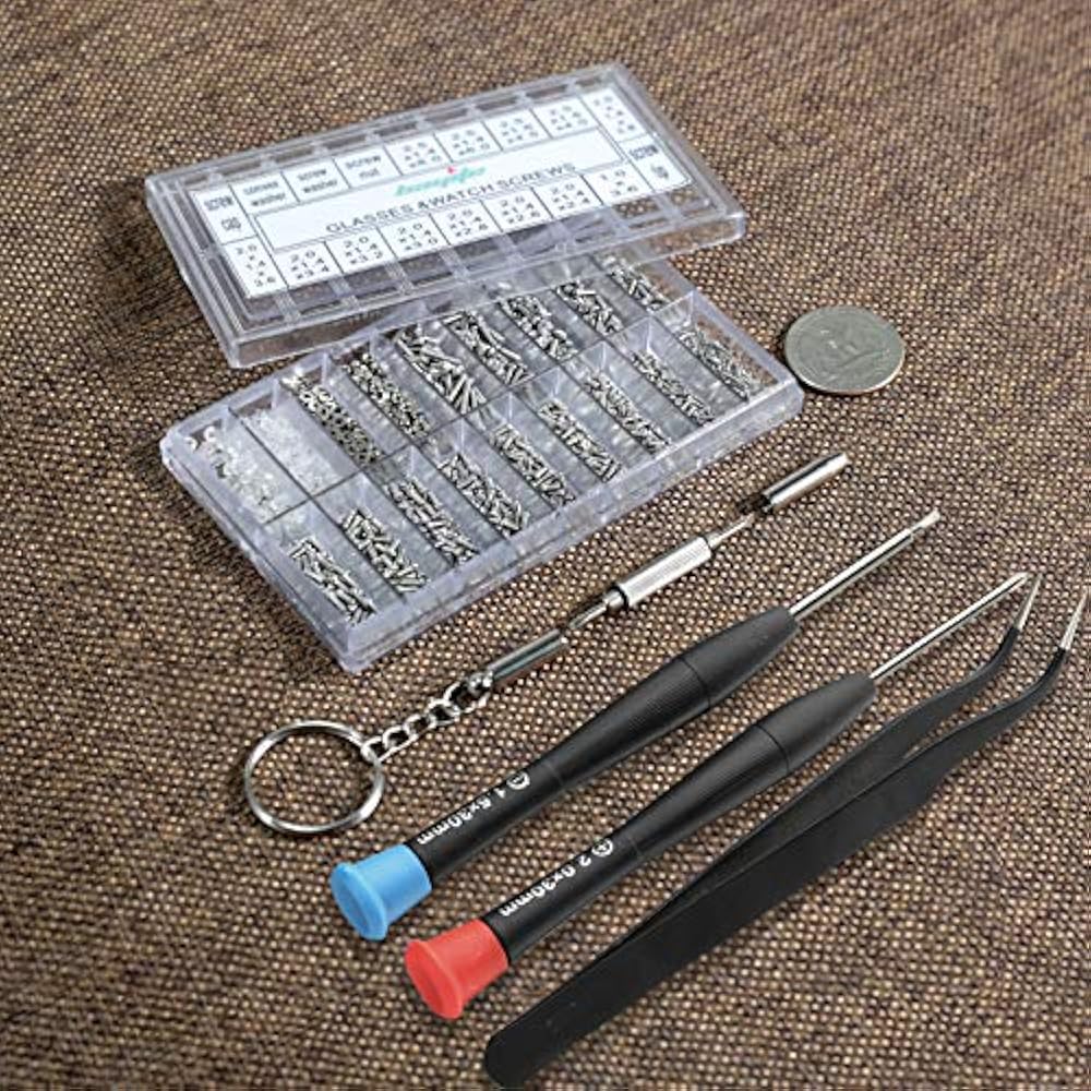 Eyeglass Sunglass Repair Kit Screws Tweezers Screwdriver Tiny Micro