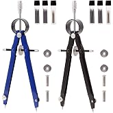 2pcs Compass for Geometry, Professional Drawing Compass,Metal Compass, Circle Compass Drawing Tool for Geometry, Math, Drafting, Drawing, Measuring, School &amp; Office Supplies by CUALORK