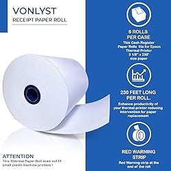 Vonlyst 3 1/8 x 230 Thermal Paper Receipt Roll for