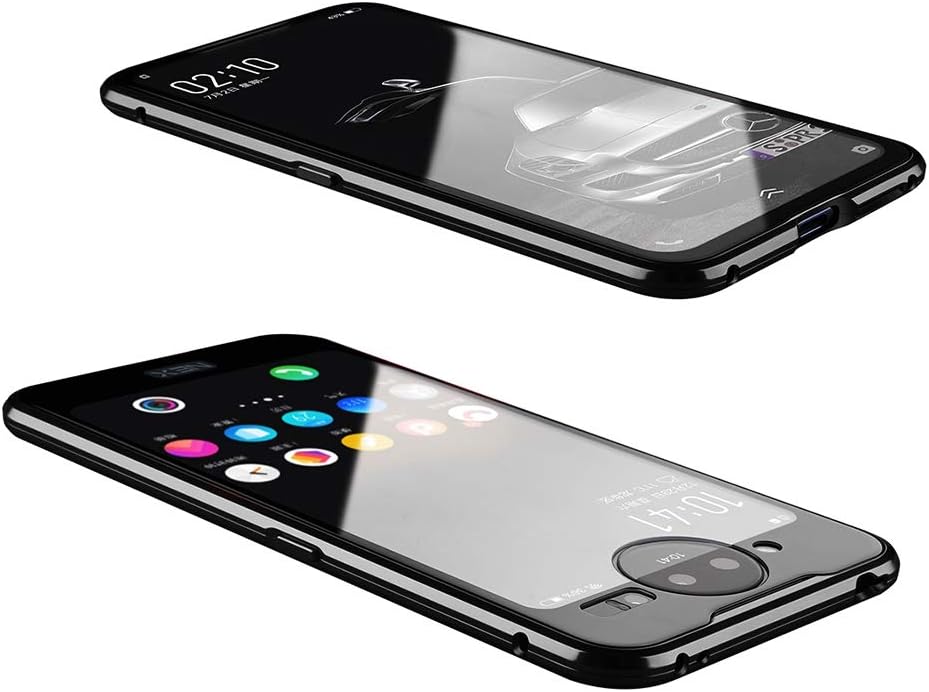 BINGRAN Vivo Nex Dual Display Case,[Magnetic Adsorption] [Electroplate Metal Frame + Front and Back Tempered Glass Transparent ] 360°Coverage Protective Case for Vivo Nex Dual Display 6.39" Black