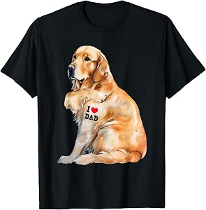I Love Dad - Patriotic Golden Retriever Canine Dog Lover T-Shirt