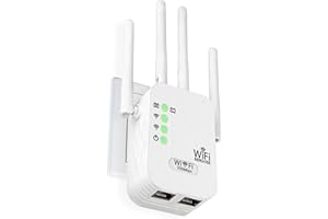 WiFi Extender Signal Booster 3000 Sq.Ft Coverage, Dual Band 2.4GHz & 5GHz, 4 High-Gain Antennas, Ethernet Port, 1-Tap Setup, 