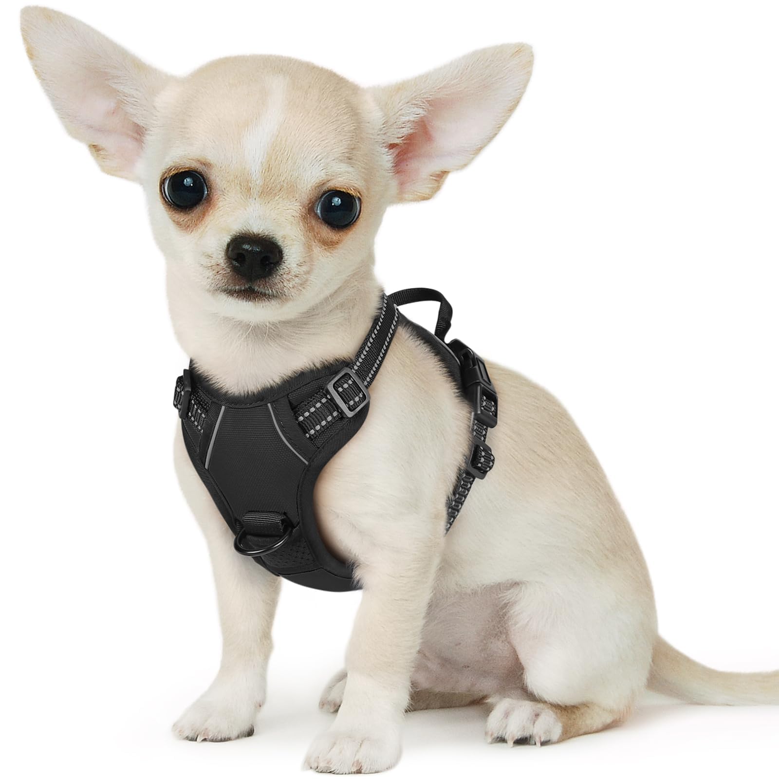 Eagloo Dog Harness Small Dog, Adjustable Soft Padded Pet Vest, Front Clip No Pull Pet Walking Harness, Reflective No-Choke Breathable Puppy Vest with Easy Control Handle, Black, XS — image 1