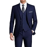 WEEN CHARM Men's 3-Piece Slim Fit Suit Set-2-Button Blazer,Vest & Pants-Formal Wedding,Prom,Party & Business Tuxedo